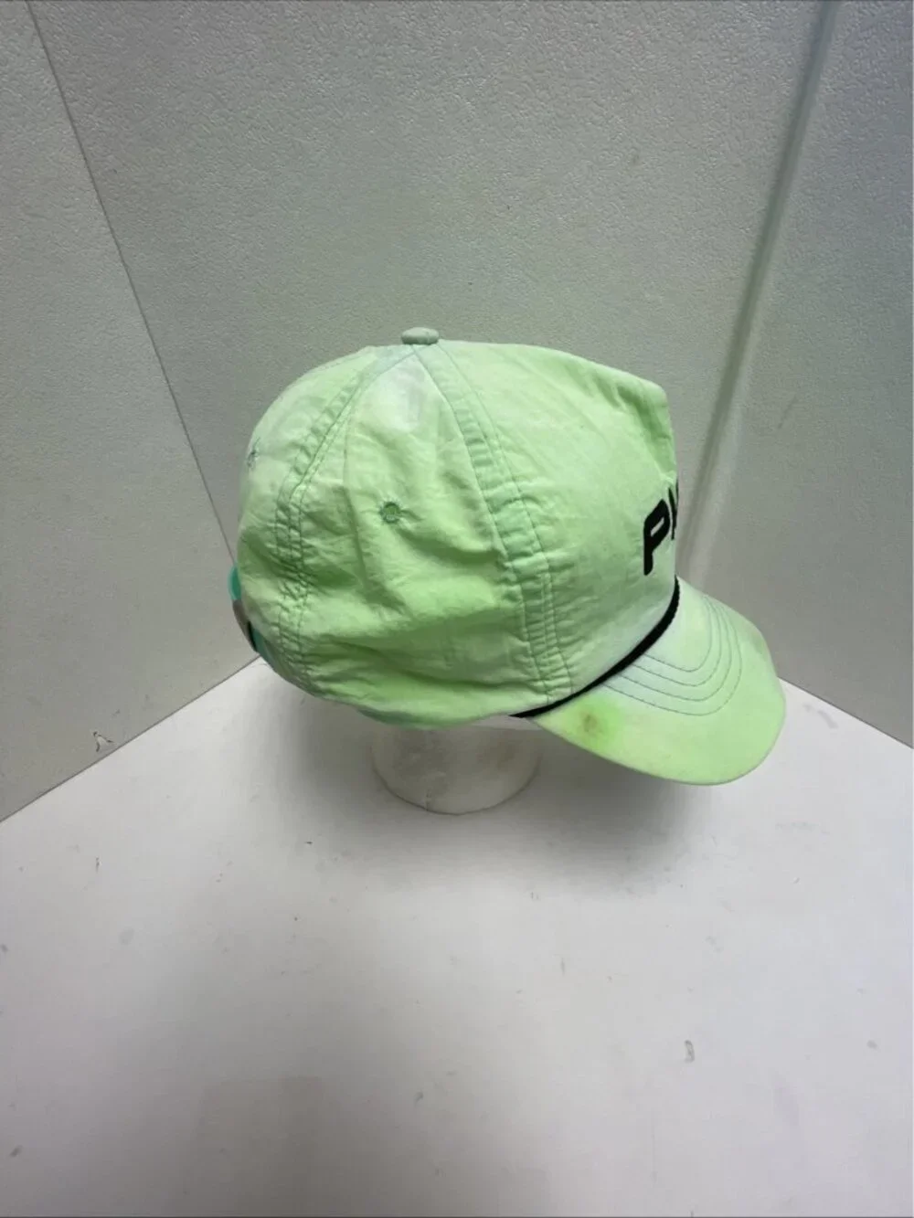 Vintage Ping Golf Hat Leather Strapback Hat Cap Karsten USA - Neon Green